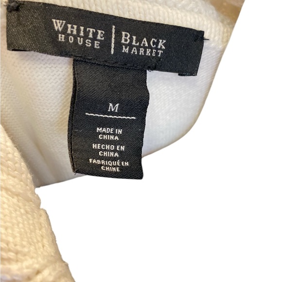 White HouseBlackMarket Women’s size M Cowl Neck Sweater Off-White Honeycomb knit - Picture 3 of 7
